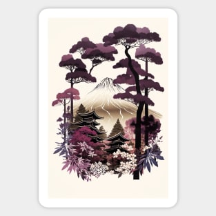 Japan Autumn Mount Fuji Drawing Sticker